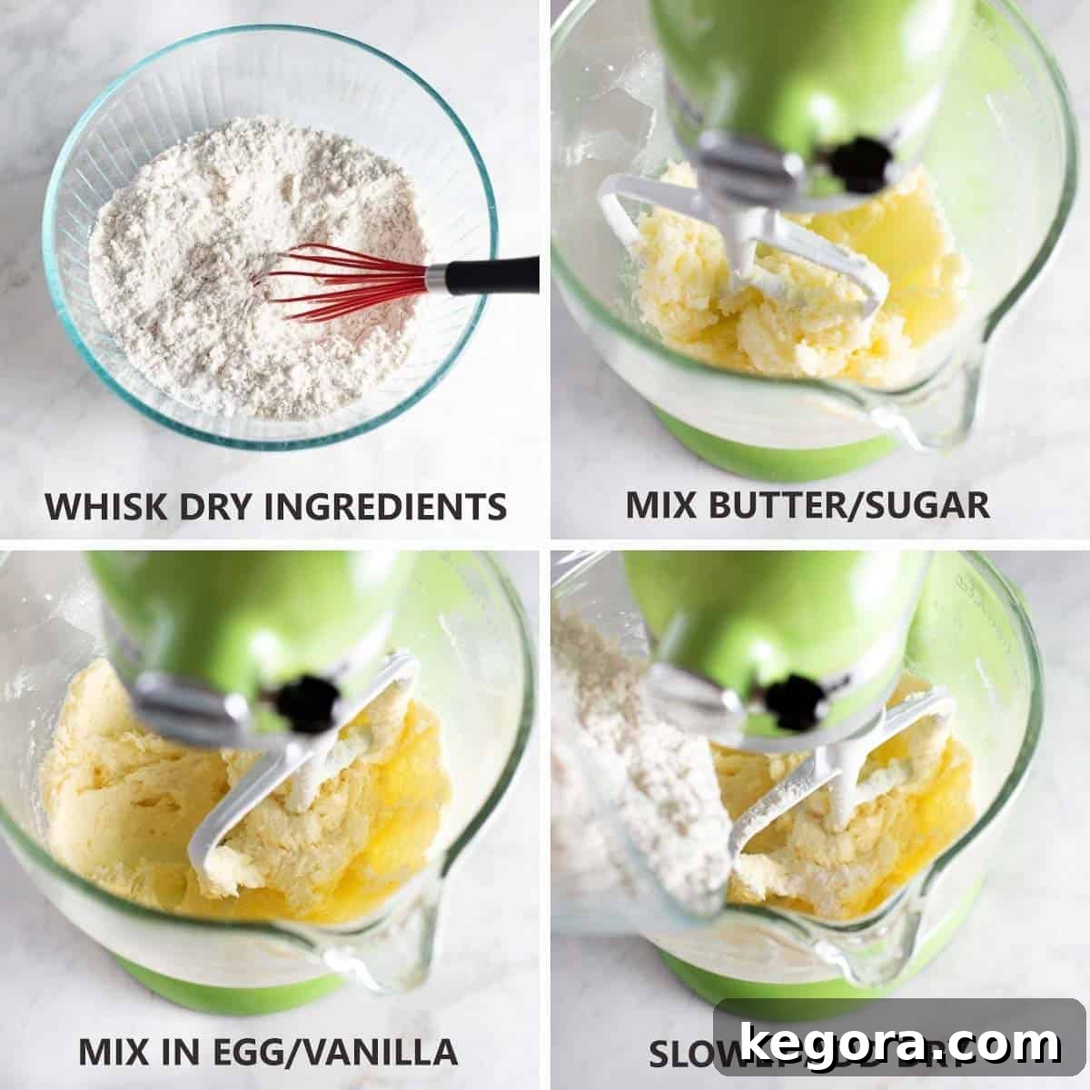 Sparkling Gluten-Free Christmas Treats 6 how to mix together the cookie dough in a stand mixer, showing the creamy texture developing