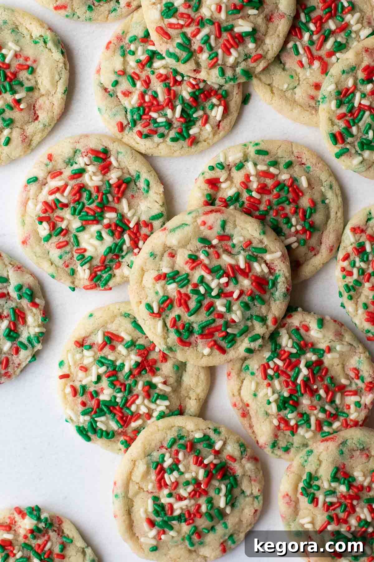 Sparkling Gluten-Free Christmas Treats 4 close up shot of gluten-free sugar cookies with colorful sprinkles, showing their soft texture and festive appeal