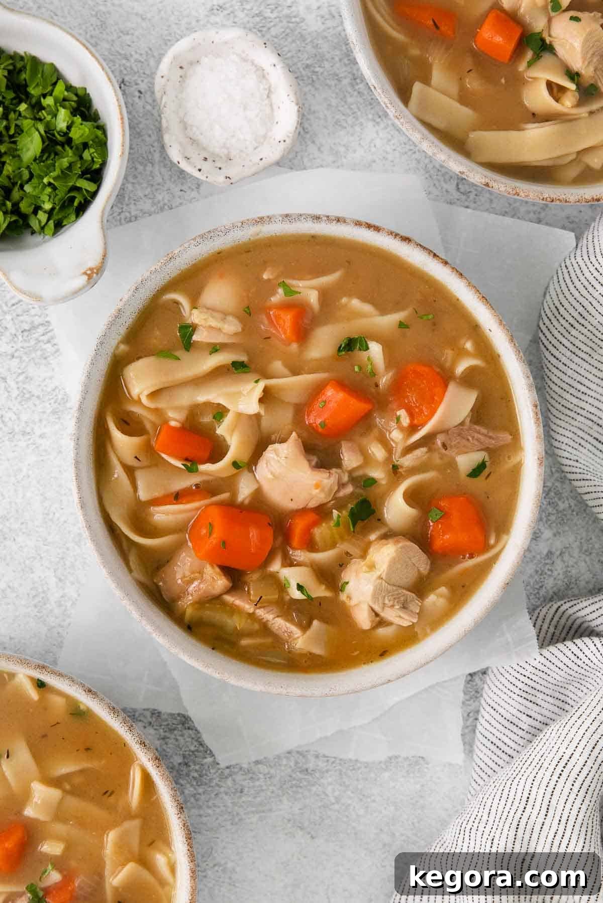 Soul-Soothing Gluten-Free Chicken Noodle Soup 2 Gluten-free chicken noodle soup in a pot, ready to be served