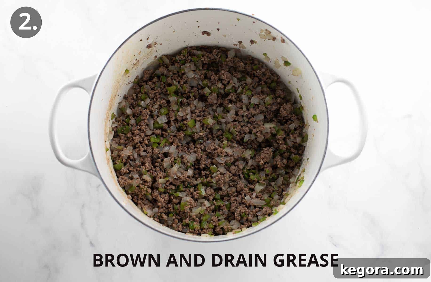 Perfect Gluten-Free Pasta Sauce 6 browned meat and peppers with drained grease.