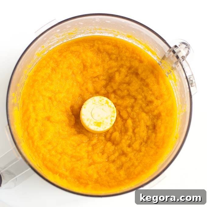 Homemade Pumpkin Puree Your Way Instant Pot Oven or Slow Cooker 6 Pureed pumpkin in food processor