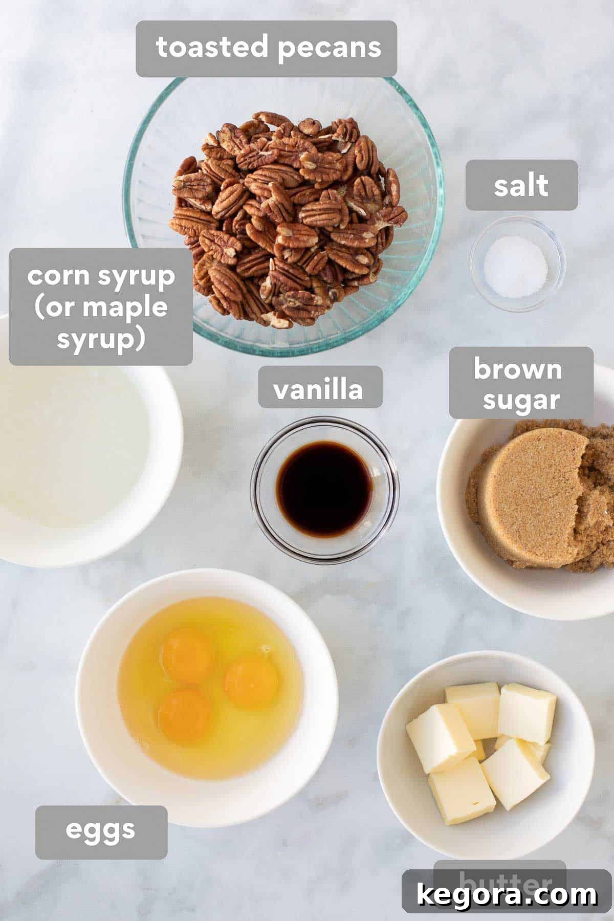 Decadent Gluten-Free Pecan Pie 7 ingredients for the pecan pie filling