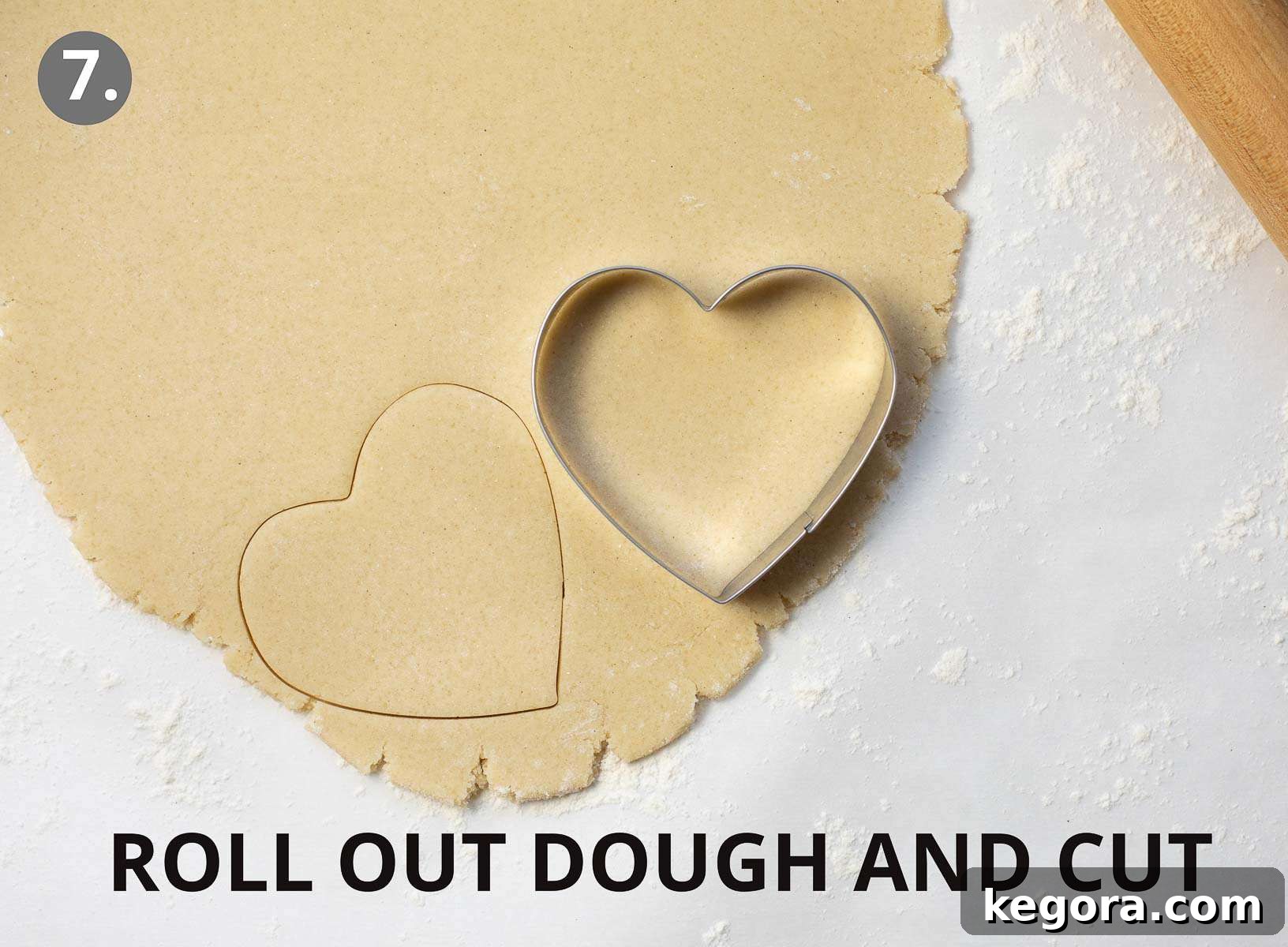 Perfect Gluten-Free Sugar Cookies 7 cookie dough rolled out on counter cut with cookie cutters
