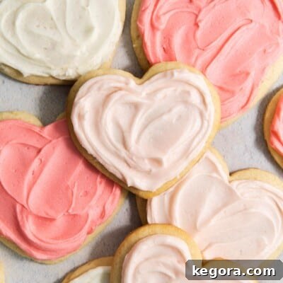 overhead shot of frosted pink sugar gluten-free sugar cookies