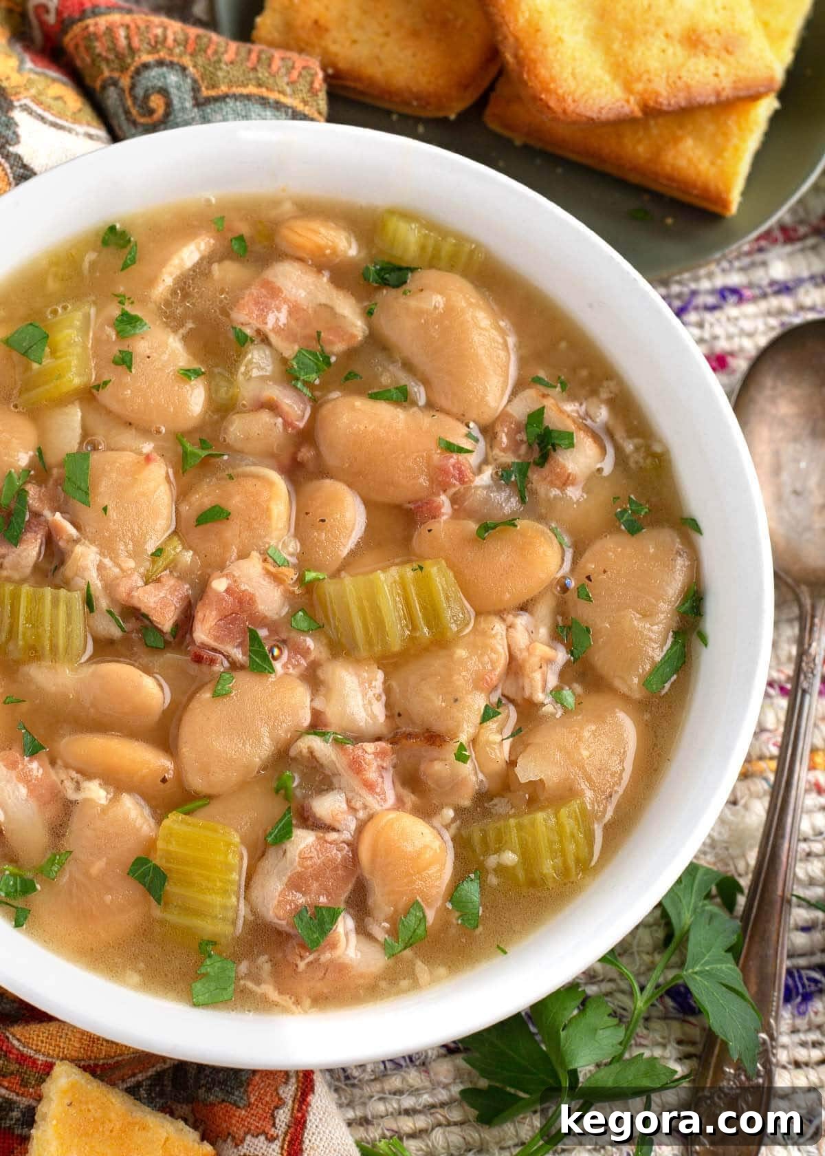Instant Pot Butter Beans in white bowl.