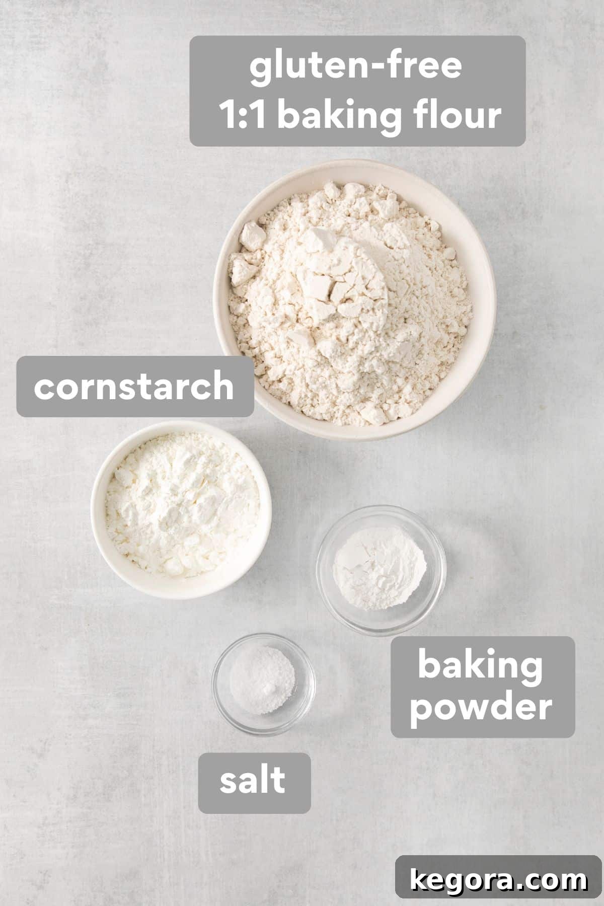 Coconut cake dry ingredients on a countertop