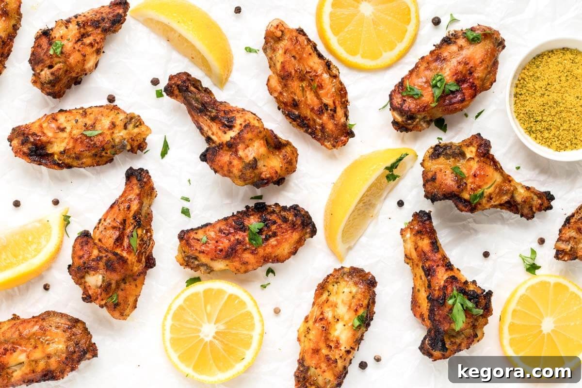 A pile of seasoned raw chicken wings on a white surface, ready for cooking.