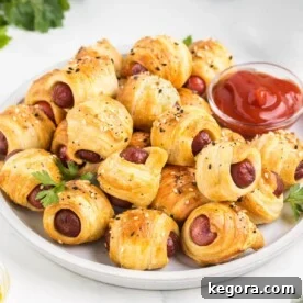 Air Fryer Pigs in a Blanket on a plate.