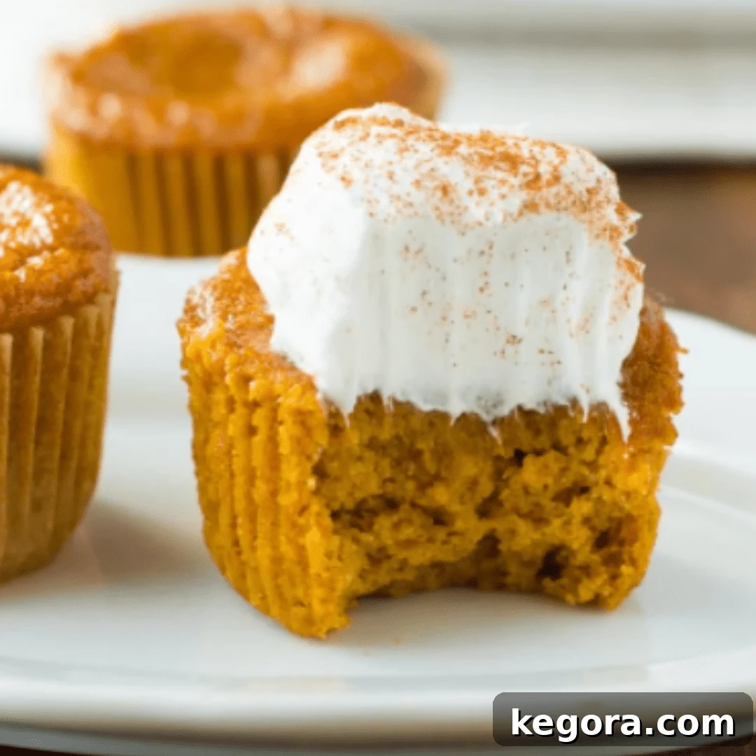 A delightful gluten-free pumpkin cupcake with a swirl of frosting on a plate, perfect for a festive treat.