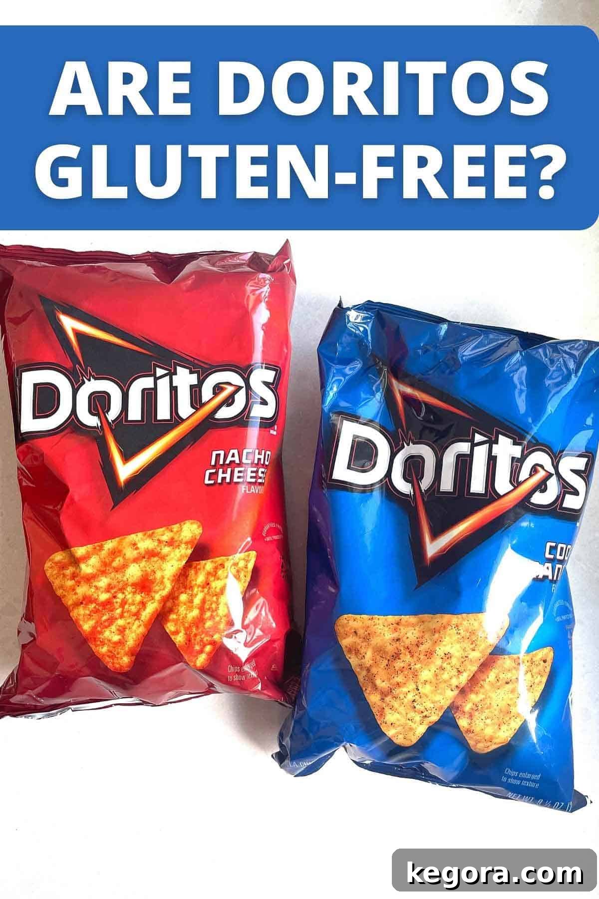 The Gluten-Free Truth About Doritos 2 bag of nacho cheese and bag of cool ranch doritos on white background