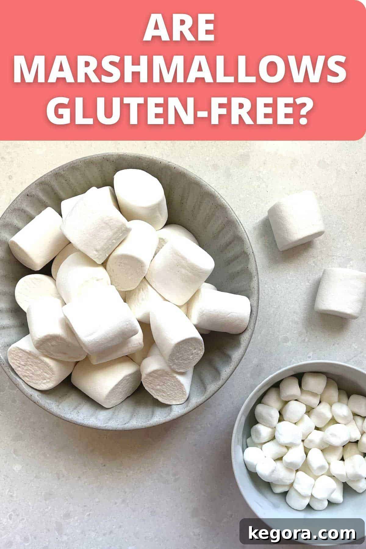 Decoding Marshmallows: Are They Gluten-Free 2 bowls of large and small marshmallows on white background