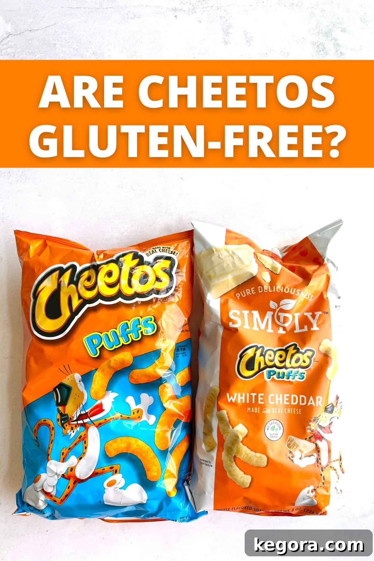 The Truth About Cheetos And Gluten 2 Two bags of Cheetos on a white background, highlighting their iconic cheesy appeal and raising the question of their gluten-free status for health-conscious snackers.