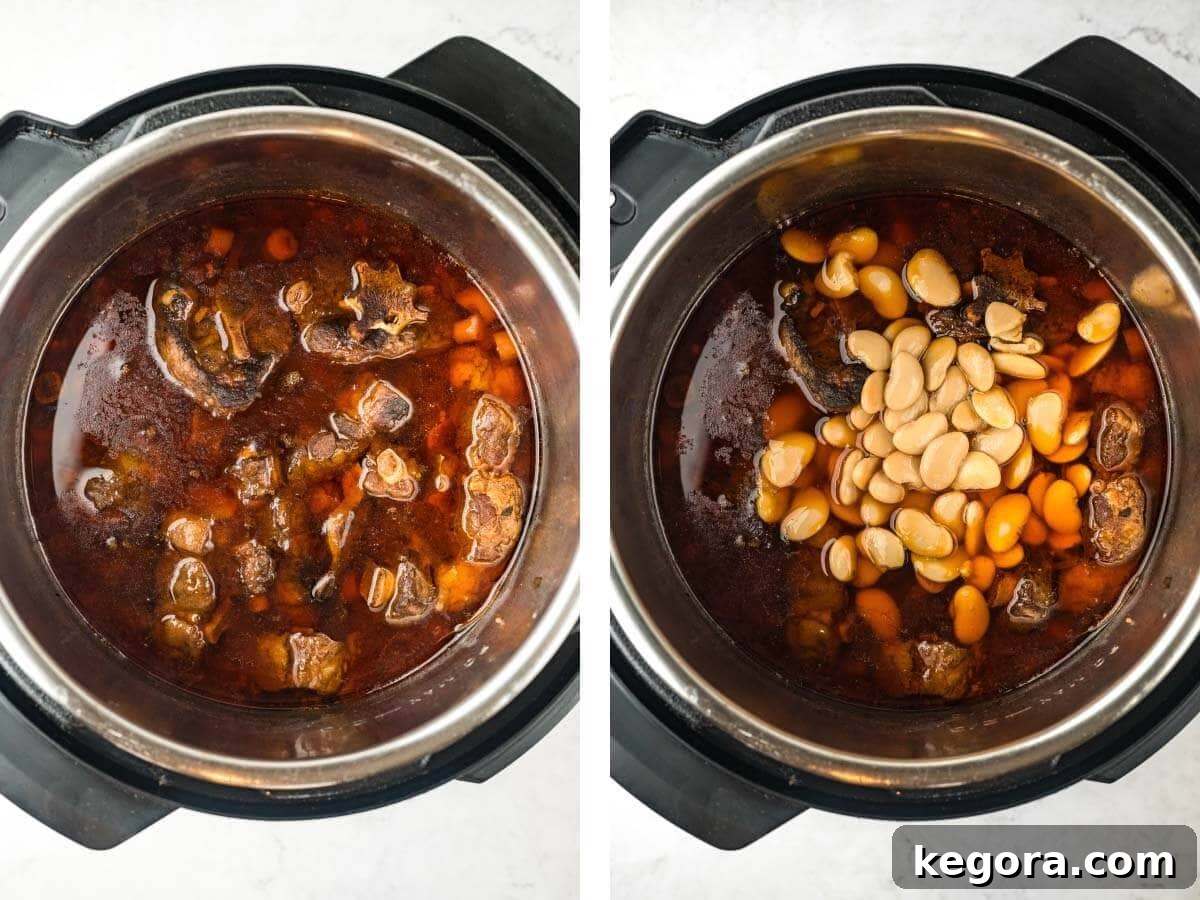 after pressure cooking, beans added to IP.