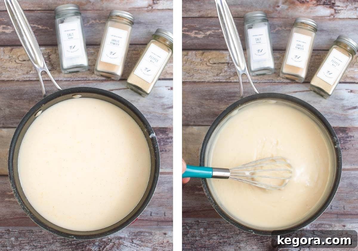 Flour mixture added to pot, whisking until thick.
