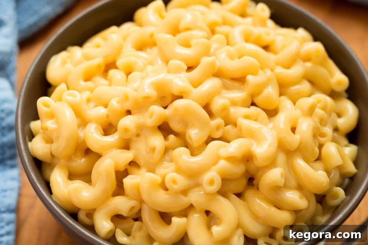 Instant Pot Mac and Cheese in a bowl, closeup