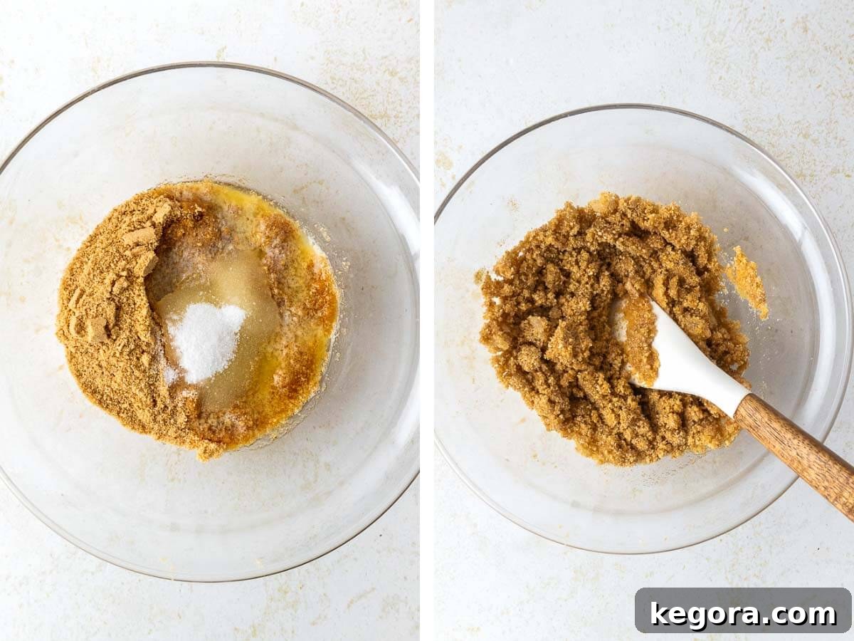 Irresistible Mini Cheesecakes 5 mixing bowl with graham cracker crust ingredients.