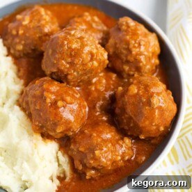 Porcupine Meatballs with mashed potatoes in a white bowl
