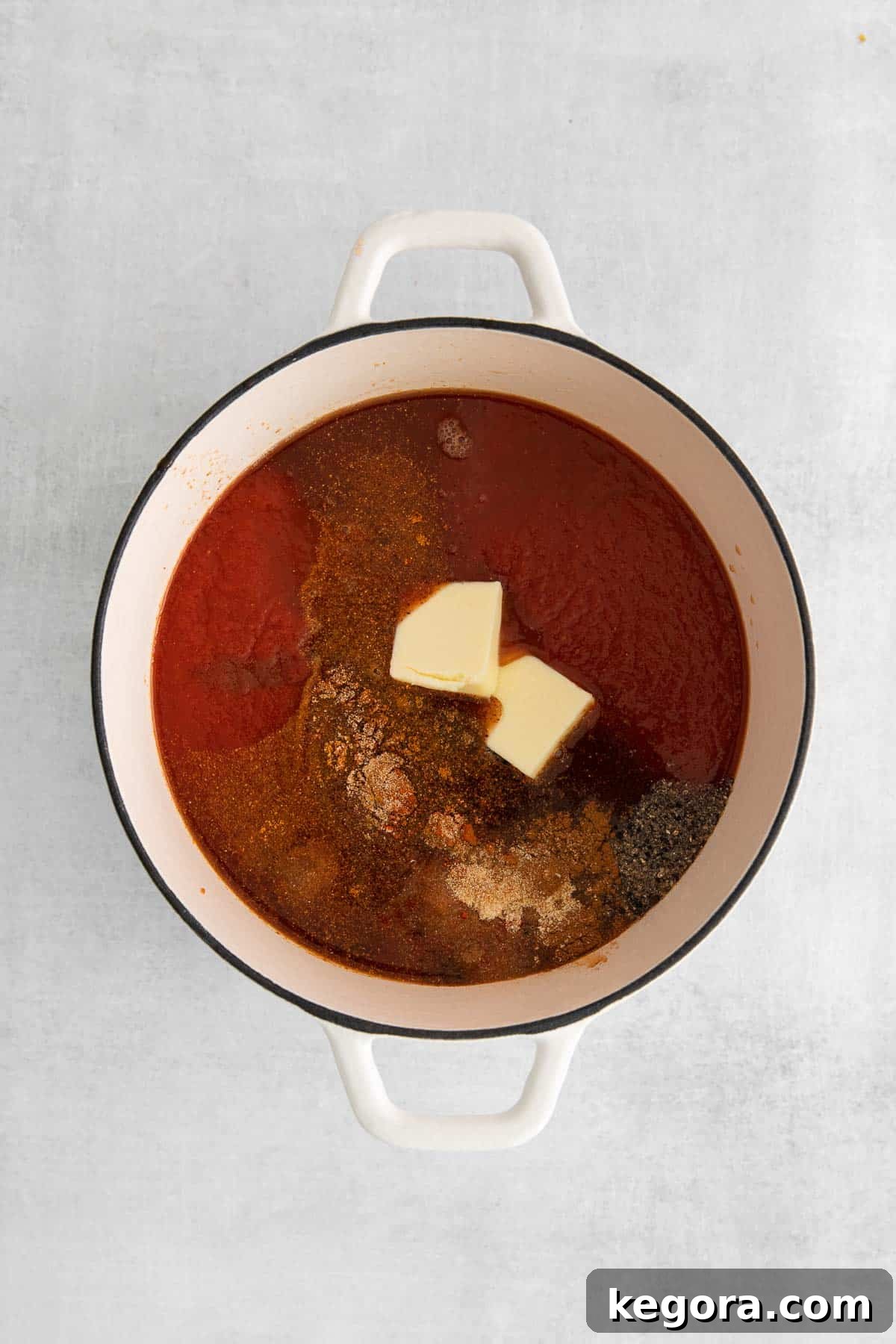 Gluten-free BBQ sauce ingredients in a saucepan, ready to be mixed