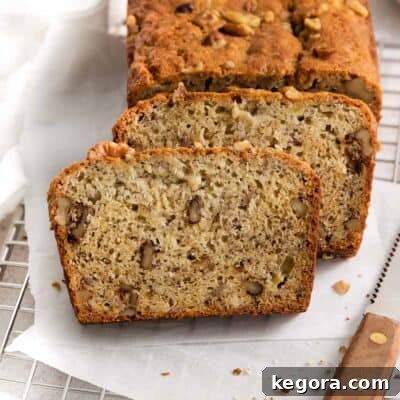 close up of sliced gluten free banana bread
