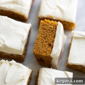 pumpkin bars in rows on marble slab