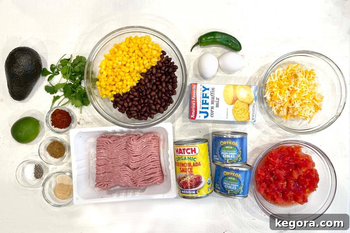 Slow Cooker Tamale Pie ingredients shot.