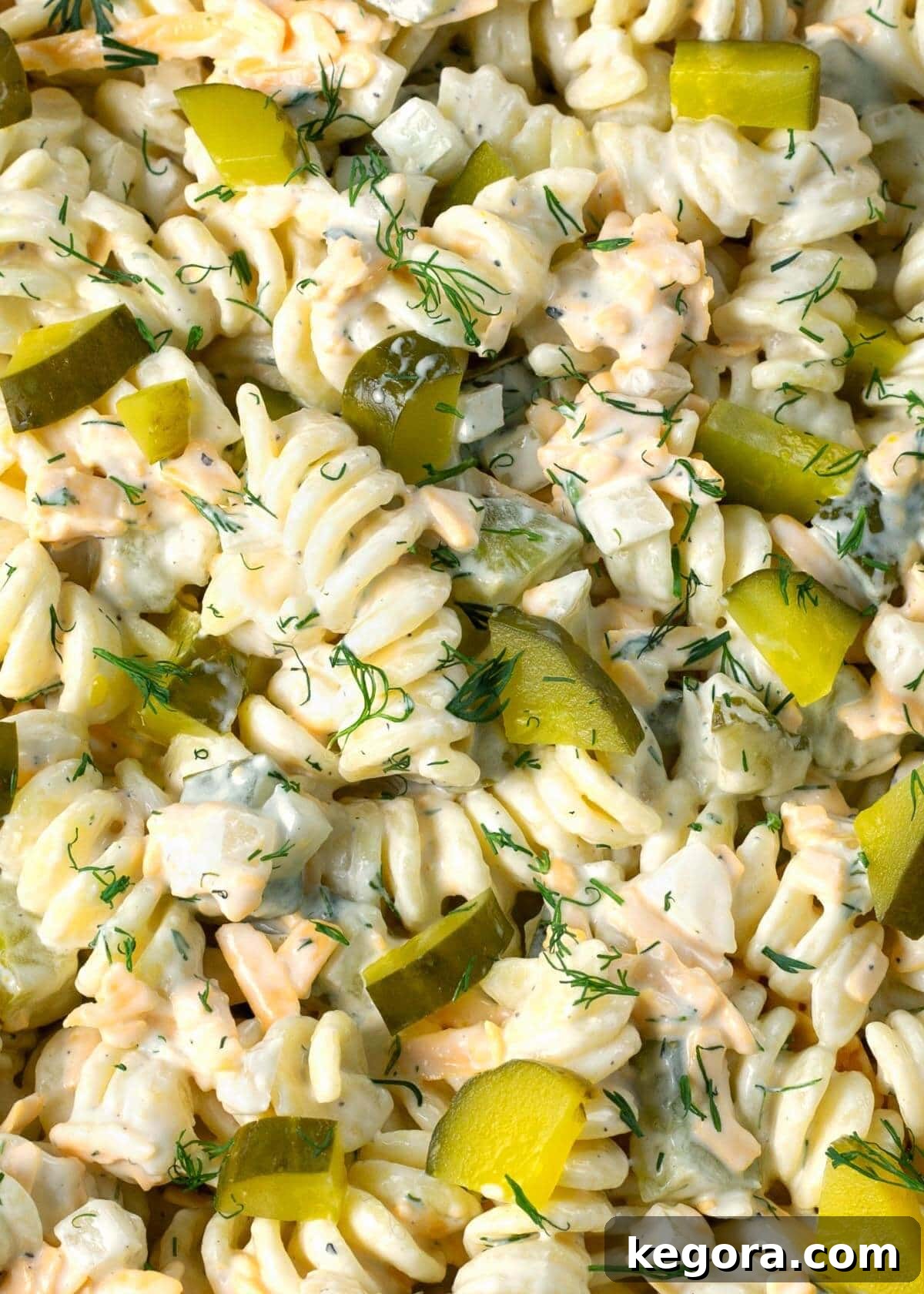 Zesty Dill Pickle Pasta Delight 4 Dill Pickle Pasta Salad closeup