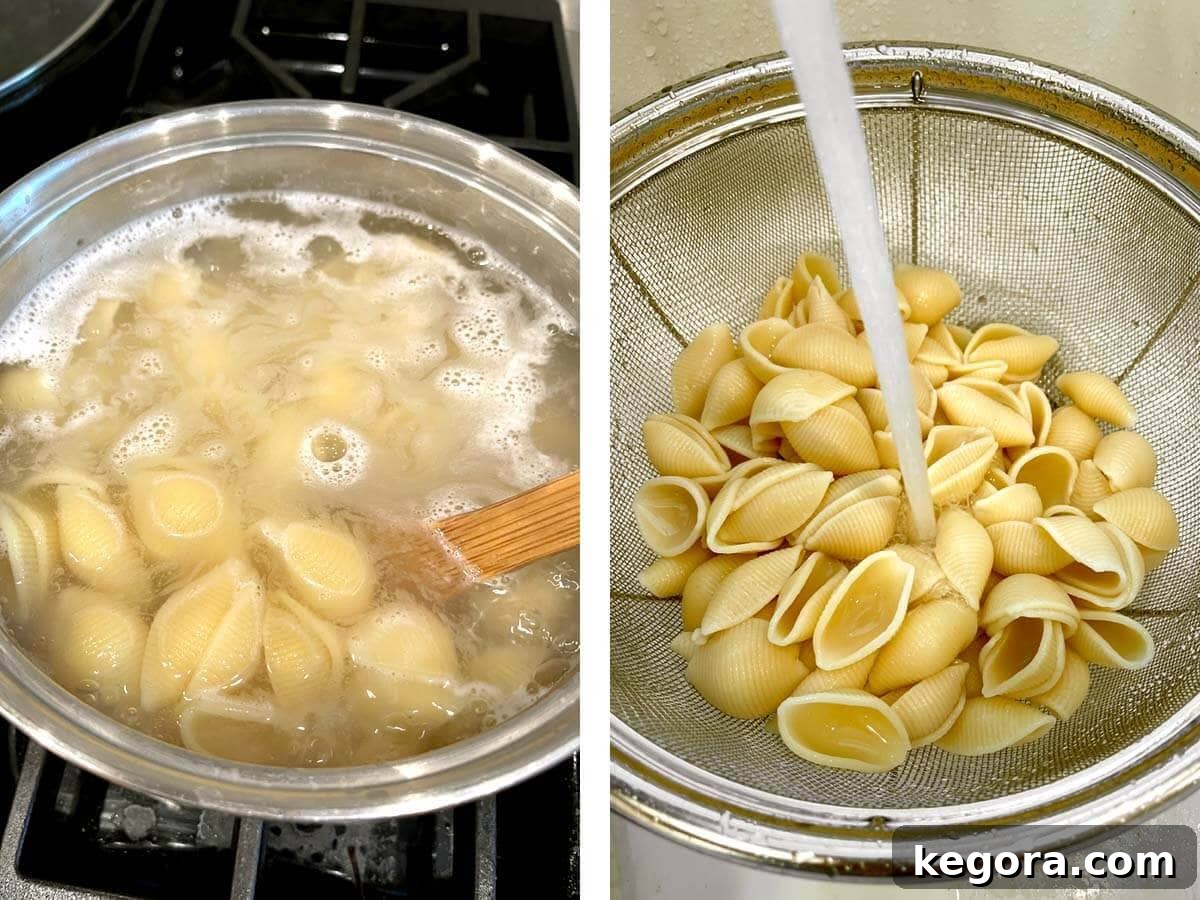 Zesty Dill Pickle Pasta Delight 6 boiling pasta, rinsing cooked pasta.