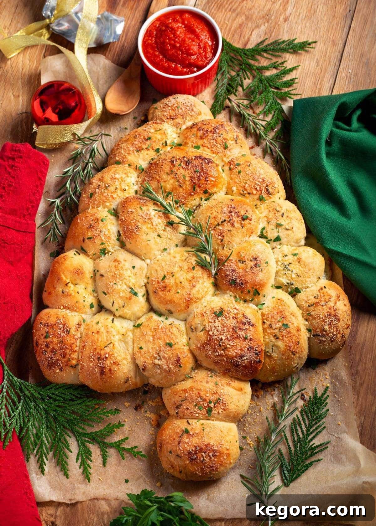 Mozzarella Stuffed Dinner Roll Christmas Tree Appetizer