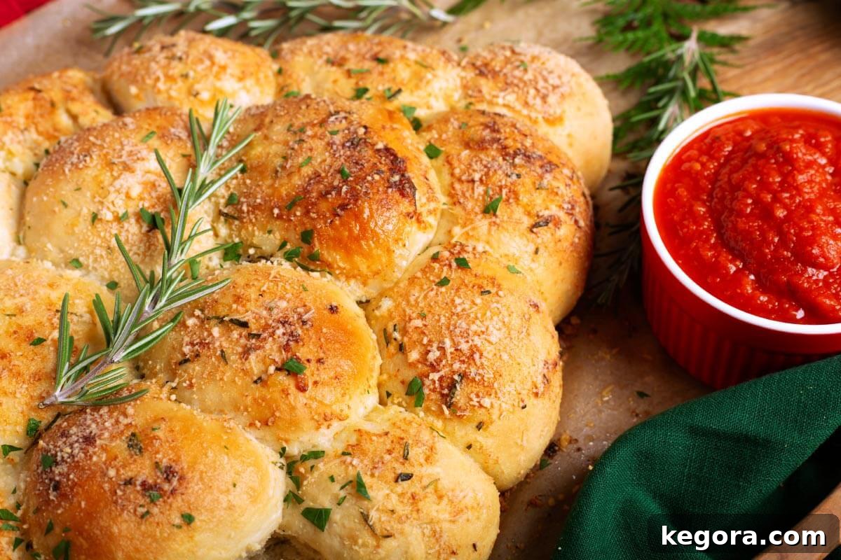 Mozzarella Stuffed Dinner Roll Christmas Tree Appetizer