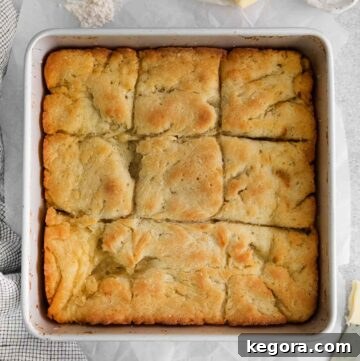 Butter-Dipped Gluten-Free Biscuits 10 A overhead view of gluten-free biscuits in a baking dish