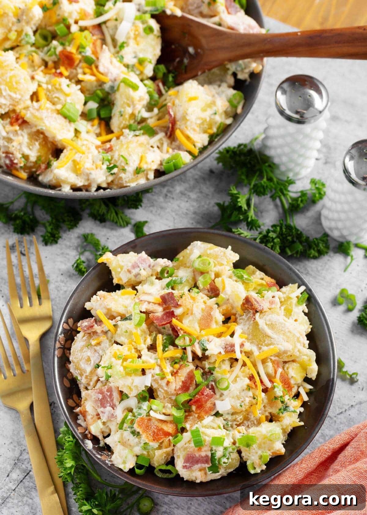 Creamy Bacon Cheddar Potato Salad 10 Loaded Potato Salad in 2 bowls