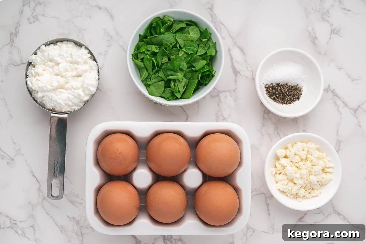 Spinach Feta Egg Muffins ingredients shot
