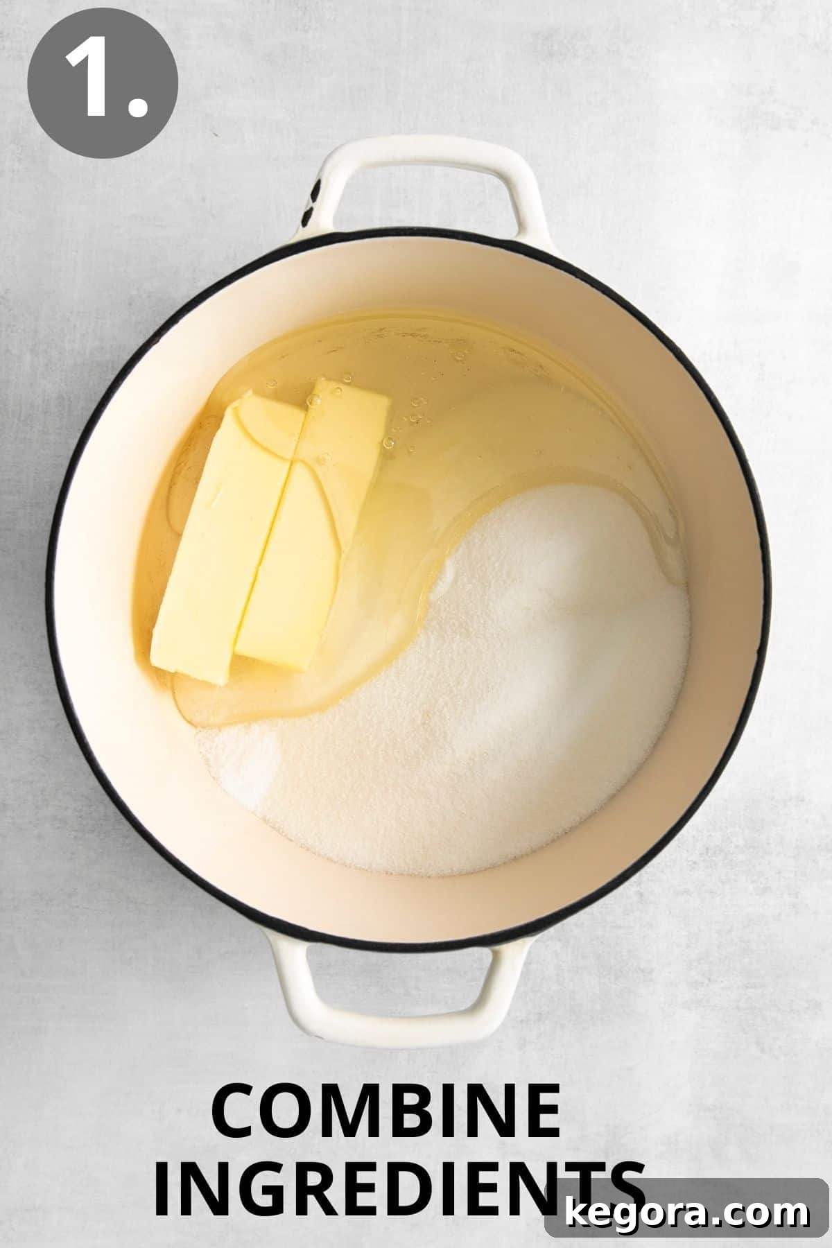 Butter and sugar in a pot