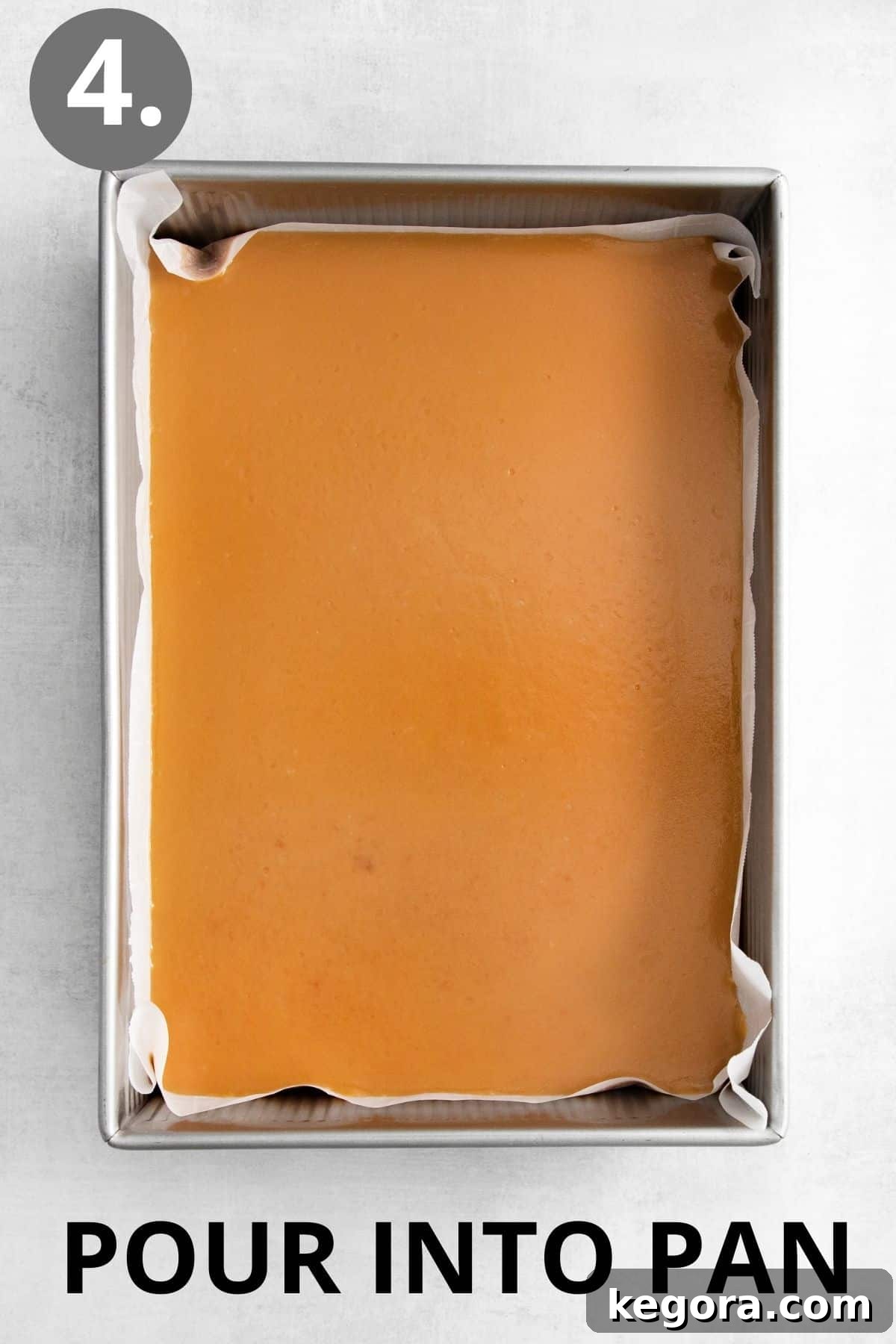Carmels poured in a lined pan