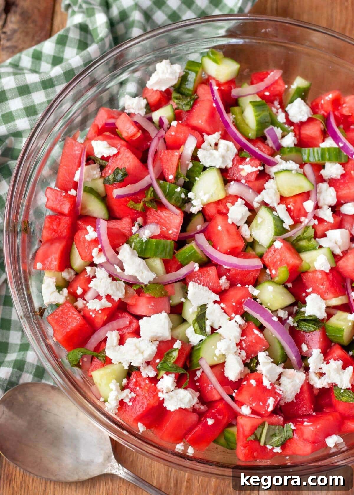 melon Salad in a glass bowl.
