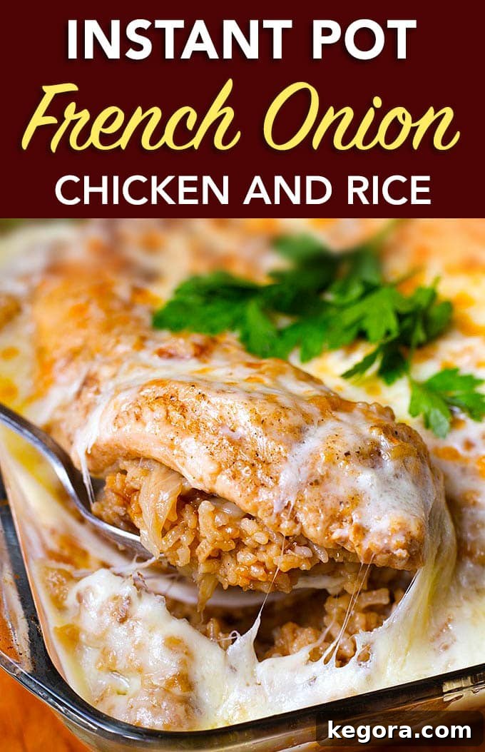 Instant Pot French Onion Chicken and Rice with title 
