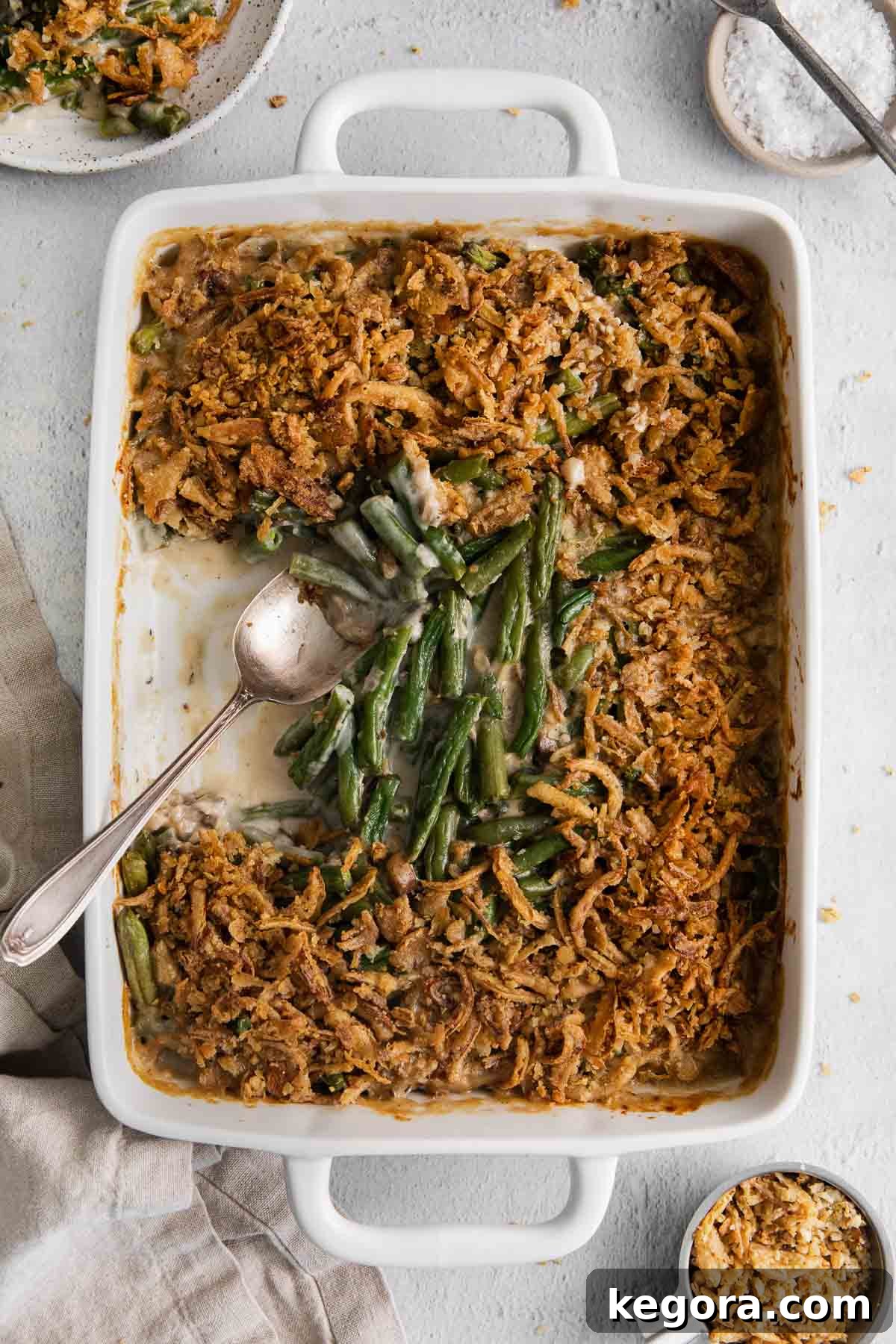 Elevated Gluten-Free Green Bean Bake 11 Gluten-free green bean casserole in a baking dish
