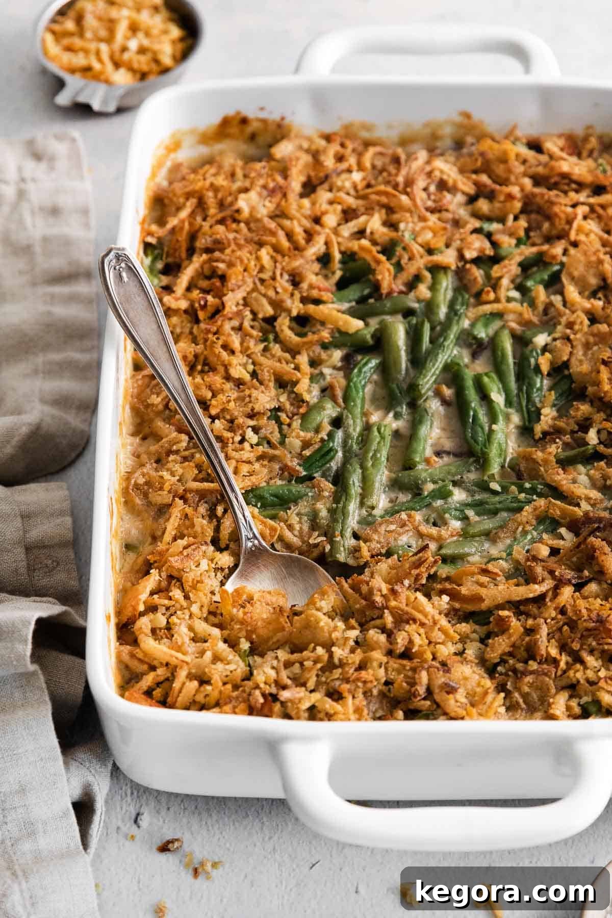 Elevated Gluten-Free Green Bean Bake 12 Gluten-free green bean casserole in a dish