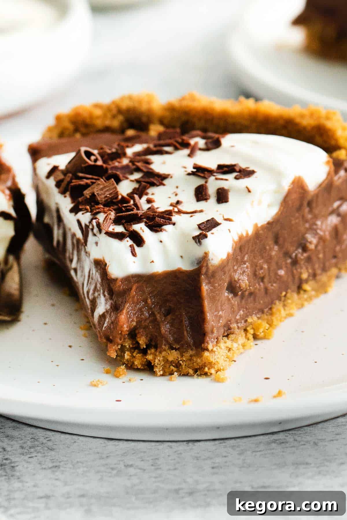 Decadent Gluten-Free Chocolate Pie 13 A slice of chocolate pie with a bite taken out of it