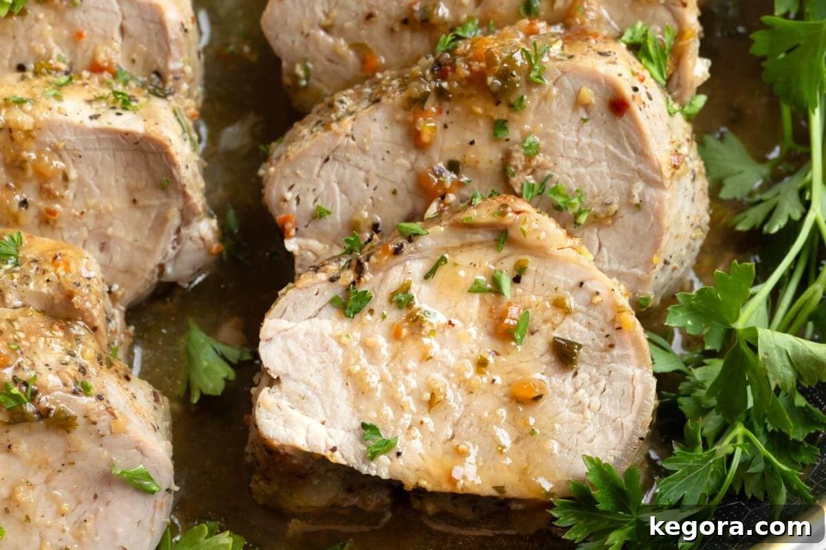 closeup of Pork Tenderloin slices