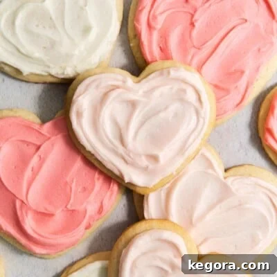 overhead shot of frosted pink sugar gluten-free sugar cookies