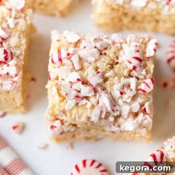 close up shot of crispy treats on marble background with peppermint candy