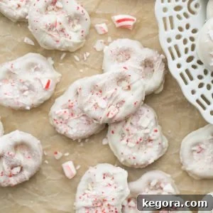 Gluten-free white chocolate peppermint pretzels