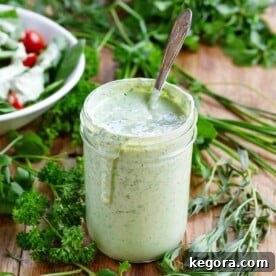 Creamy Herb Yogurt Dressing in a jar
