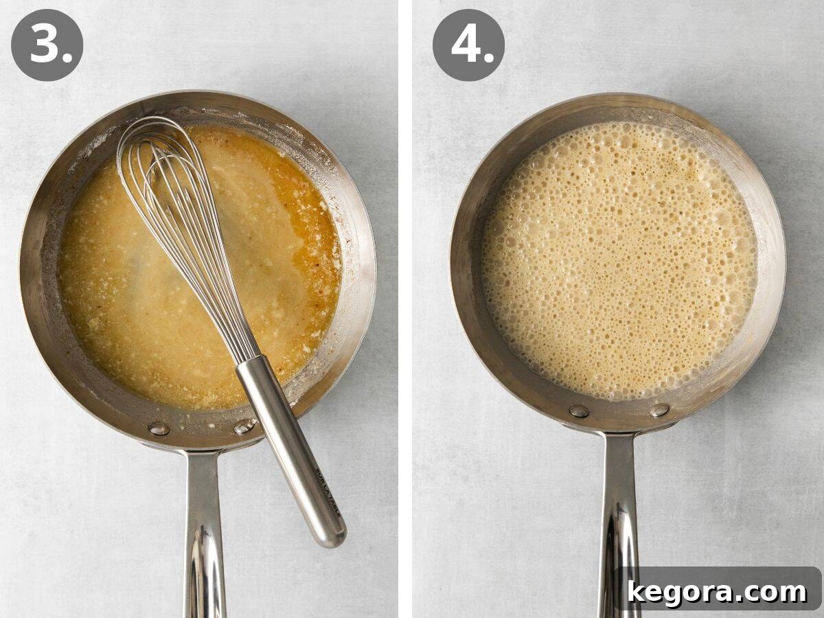Easy Gluten-Free Roux 6 Steps for making gluten-free roux: whisking gluten-free flour into melted butter and cooking until smooth.