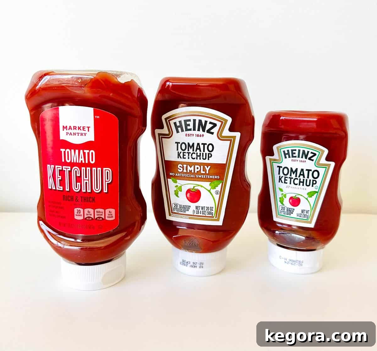 The Gluten-Free Truth About Ketchup 3 Three popular ketchup bottles lined up on a white background, highlighting various gluten-free brand options.