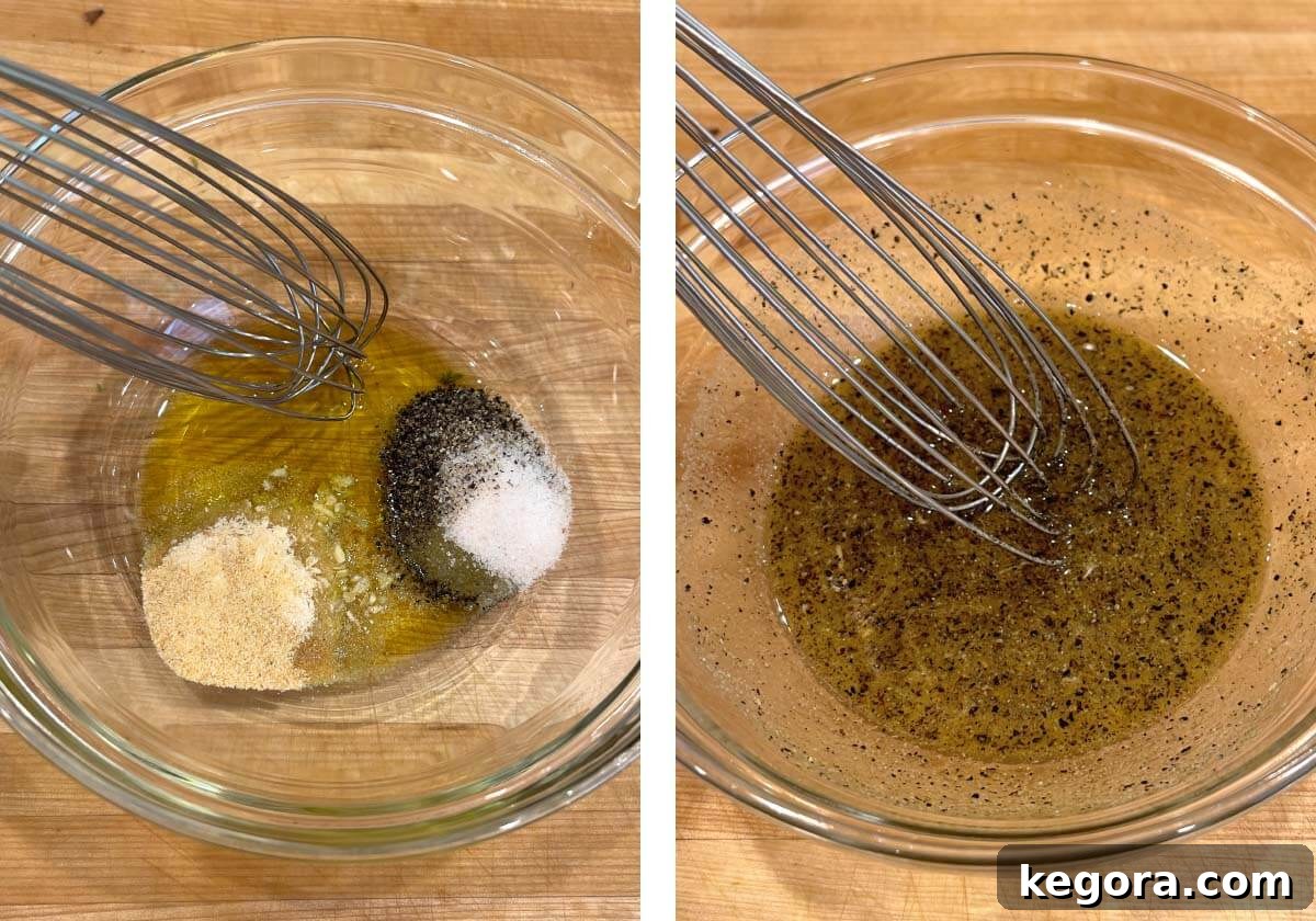 Savory Garlic Herb Slow Cooker Potatoes 5 Whisking olive oil, seasonings, and water for the garlic herb potato sauce in a small bowl