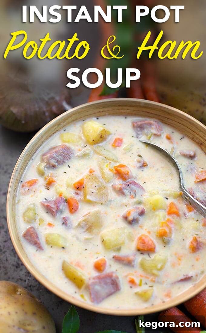 Hearty Instant Pot Ham & Potato Soup 3 Instant Pot Potato Ham Soup pin
