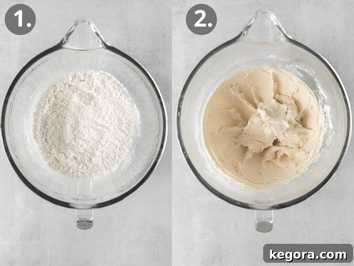 Sweet Cinnamon Gluten-Free Dippers 6 dry ingredients in a bowl, and wet breadstick dough in a bowl