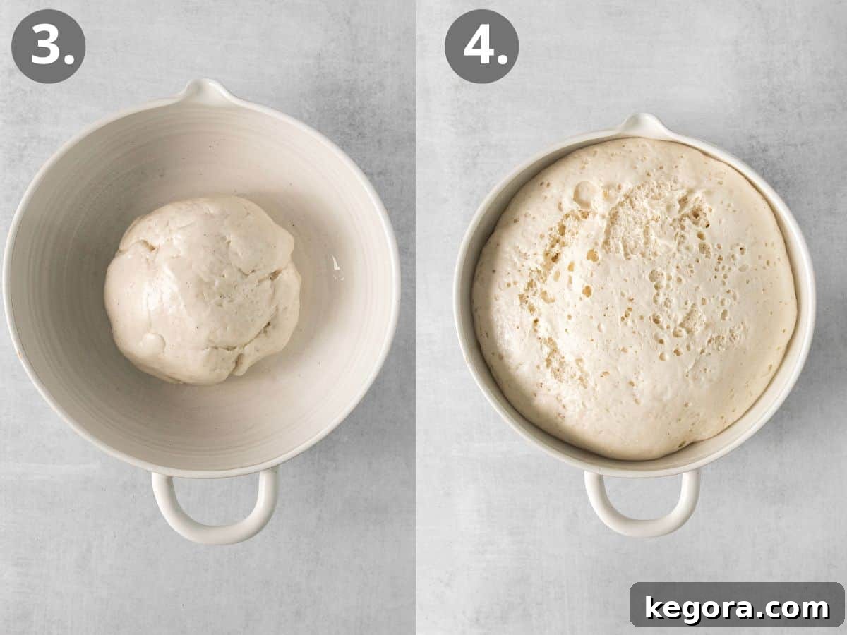 Sweet Cinnamon Gluten-Free Dippers 7 Gluten-free breadstick dough in a pot, and rising dough in a pot